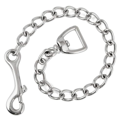 Jeffers Equine Horse Lead Chain 4 mm with Bolt Snap & Swivel Eye End – 20" Nickel Plated Stud Chain for Halter, Lead Rope, Tack, Training, Livestock, Stallion, Pony, Farm, Stable Use