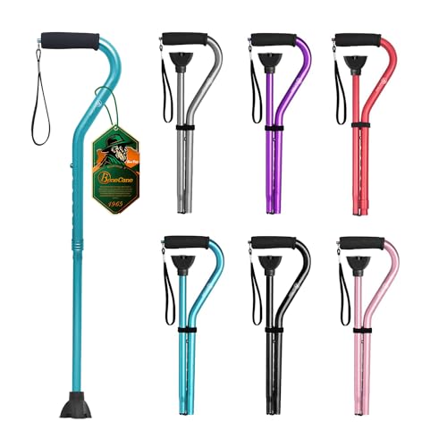 BeneCane Walking Cane for Men & Women Adjustable Cane with Offset Soft Cushioned Handle -Portable Lightweight Sturdy Mobility Walker Aid for Elderly, Seniors Collapsible Cane - color: Blue