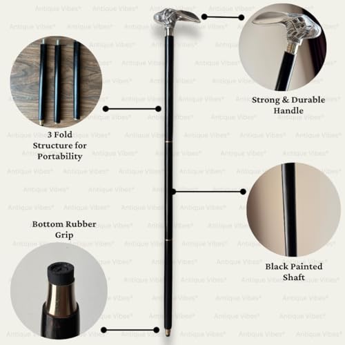 Brass Handle Victorian Telescope Foldable Wooden Walking Stick Cane Ideal Vintage Gift Men Women Father/Mother - style: Rabbit