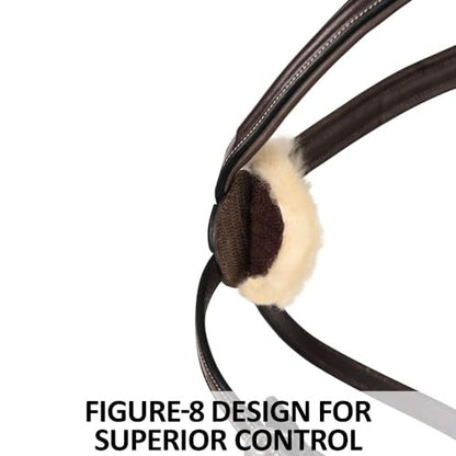 Schneiders Figure 8 English Jump Bridle for Horses Buffalo Leather | Fancy Stitching | Comfort Crown | Non-Slip Reins Included | Adjustable Fit - size: Full Size