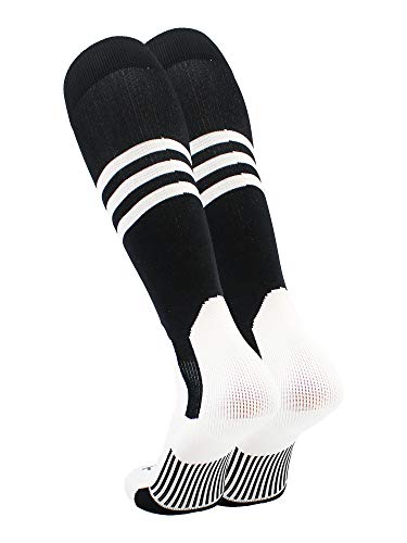 TCK Striped Baseball Stirrup Socks - Youth & Adult - color: Black/White, size: Medium
