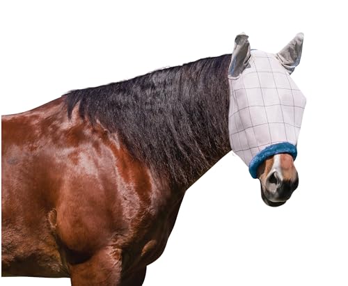 Farnam SuperMask II Horse Fly Mask with Ears, Extended Coverage Equine Fly Protection, Protects Eyes from Insects, Debris & UV, Adjustable Throat Latch, Plush Fleece Trim, Average Size (Pack of 2) - size: Standard Horse (Pack of 2)