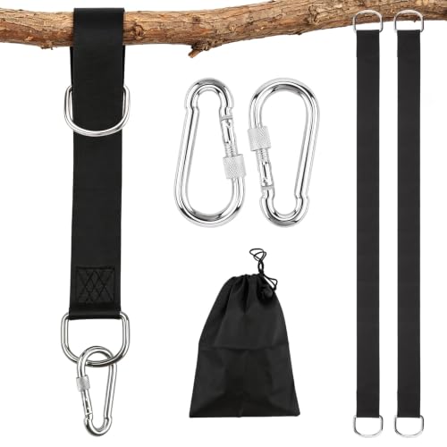 2 PCS Tree Swing Straps Hanging Kit with 2 Carabiners, 110cm / 3.61FT Length Tree Swing Hanging Straps Kit Perfect for Tree Swing Hammocks Punching Bag Gym Bar Chair Seat Outdoor - size: 3.61ft 2PCS
