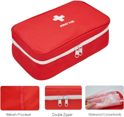 4Pcs Red Empty First Aid Bag Portable Medical Storage Bag