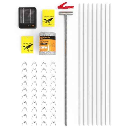 Gallagher Garden & Backyard Pet Protection Kit | Solar Electric Fence Kit for Deer, Rabbits, and Pets | 48in Posts with Polywire | Powers 200ft | Lithium Solar Energizer | Reliable Garden Protection