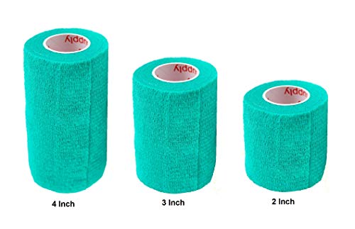 Vet Wrap Tape (Teal) (2 Pack) (3 Inch x 15 feet) Self Adhesive Adherent Adhering Cohesive Flex Self Stick Bandage Grip Roll Dog Cat Pet Horse - color: Teal, size: 2 Rolls