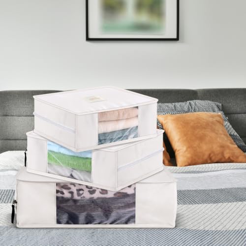 DERTE 3 Pcs Cashmere Sweater Storage Bags Organic Cotton Clothes