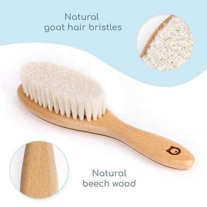 Soft Wooden Baby Hair Brush for Newborns & Toddlers in Chic Gift Box - Ultra Soft Natural Goat Hair - Perfect Registry Gift (Goat hair brush - Oval) - color: Goat hair brush - Oval