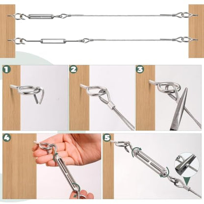 Dpyrrhic Turnbuckles for Cables Wires, 100Ft 1/16 Inch Stainless Steel Vinyl Coated Wire Trellis Kit,M5 Turnbuckle Tension Kit for Cable Railing Clothesline DIY Balustrades,String Lights Hanging - size: 100Ft