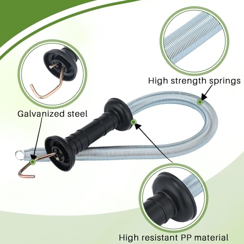 Hicarer 4 Set Electric Fence Gate Kit with Spring Handles & Screw-in Ring Insulators, 16ft Retractable Tension Spring for Farm, Ranch, Garden, Heavy Duty Black Electric Fencing Accessories for Safety