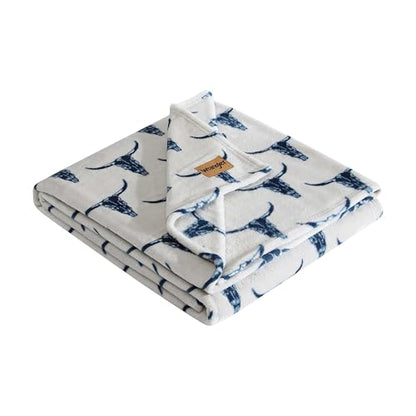 Wrangler - Soft Plush Throw Blanket for Bed & Couch, 50x70 - color: Plains Creek Blue, size: 50" x 70"