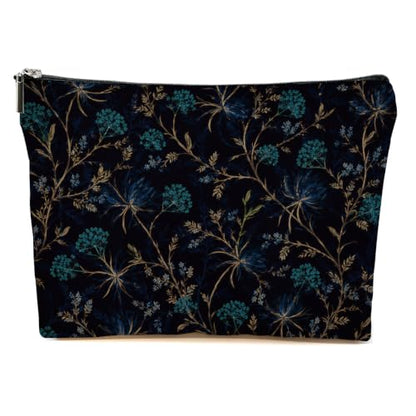 Dark Botanical Makeup Bag Dark Blue Cosmetic Bag - color: Multicolor 1614