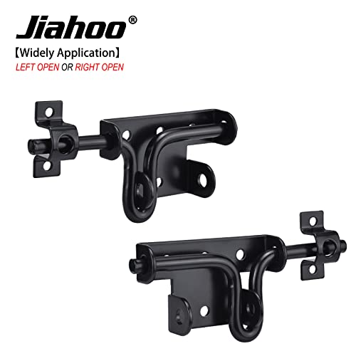 JIAHOO Slide Bolt Gate Latch, Heavy Duty Door Lock with Padlock Hole, Sliding Bolt Latch Hardware for Wooden Fence, Shed Door, PVC Fence, Barn Door, Thickened Steel, Black Finish - style: Slide Bolt Latch