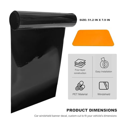 Windshield Tint Strip, 51.2"×7.9" Auto Windshield Sun Strip for Blocking Light & Reducing Glare, Heat & UV Protection Front Windscreen Tint Film for Sedan Truck SUV RV
