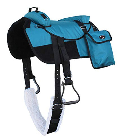 Horse Western Bareback Saddle Pad Trail w/ Pockets Girth Stirrups 39205 - color: Turquoise