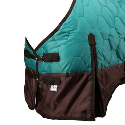 Showman 420 Denier Quilted Nylon Horse Blanket - color: Teal, size: 62"