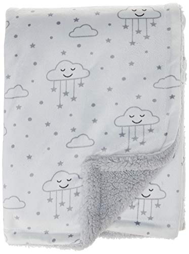 Hudson Baby Unisex Baby Plush Mink and Sherpa Blanket, Gray Clouds, One Size - color: Gray Clouds, size: One Size