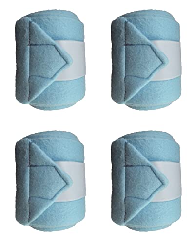 CHALLENGER 10ft Horse Grooming Leg Polo Wrap Set of 4 Soft Fleece 95R - color: Sky Blue