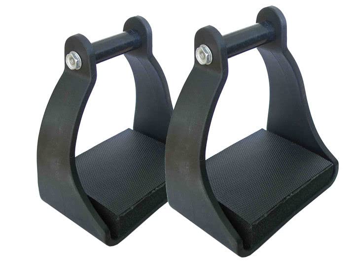 AJ Tack Polymer Trail Stirrups, Black, Shock-Absorbing Cushioned Foot Pads, 4 Neck Sizes, Lightweight, Western and English, Trail and Endurance Riding | All-Day Comfort with Shock-Absorbing Pads, Helps Reduce Rider Fatigue, Lightweight & Durable, Black
