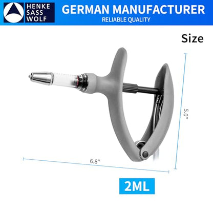 HSW 2ML Auto Self-Refilling Livestock Syringe for Injections, Tubing Connection Veterinary Syringes with Dose Adjustable 0.2 ml – 2.0 ml - size: 2ML Tubing