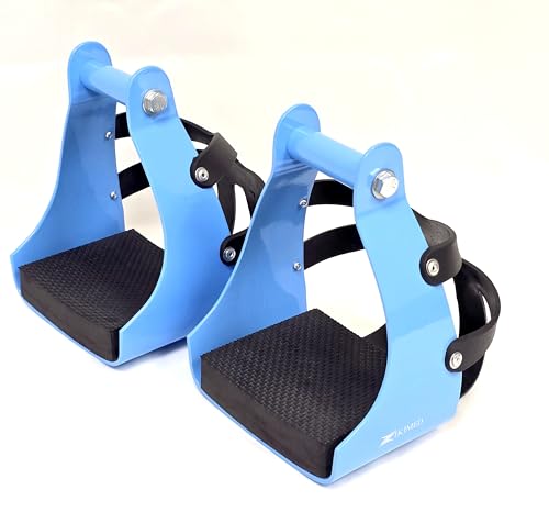 Endurance Stirrups Aluminium Sky Blue Color Coated 5.5" with Leather Guard which is Designed to be Easy to use for All Horse Rider.