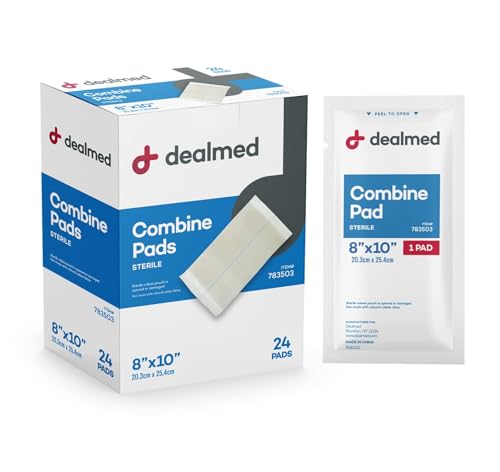 Dealmed Abdominal Combine Pads 8"x10" (8,640-Pallet) Sterile Individually Wrapped, ABD Pads, Absorbent, Non Adherent for Wound Care, Drainage, First Aid, (24/Box; 15/Case; 24/Pallet) - size: 8" x 10", style: Pallet