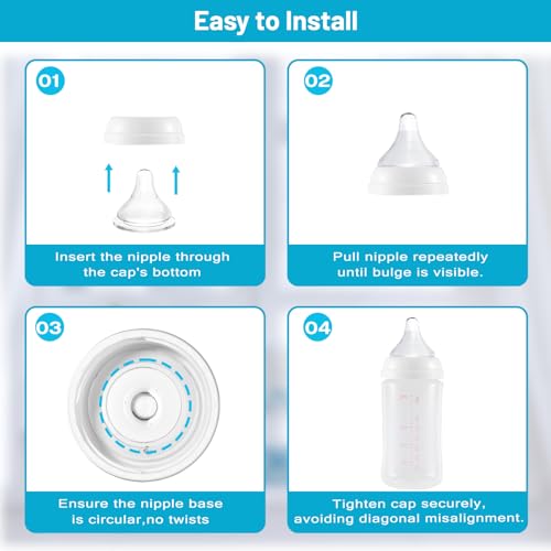 Silicone Bottle Nipples Compatible with Pigeon Bottles, Replacement Soft Nipple for Baby 1+ Months, Anti-Colic, BPA-Free, Slow Flow, Size S, 4-Pack - color: 1m+, Slow Flow, S, size: Slow Flow, S