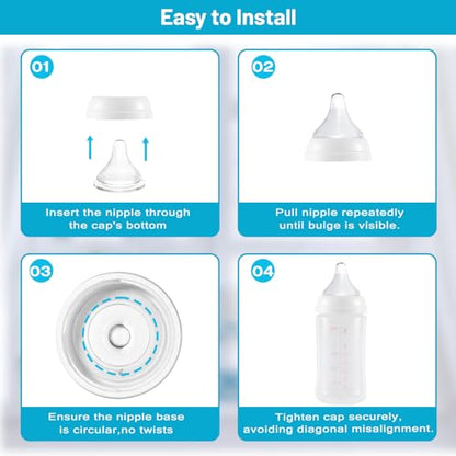 Silicone Bottle Nipples Compatible with Pigeon Bottles, Replacement Soft Nipple for Baby 1+ Months, Anti-Colic, BPA-Free, Slow Flow, Size S, 4-Pack - color: 1m+, Slow Flow, S, size: Slow Flow, S