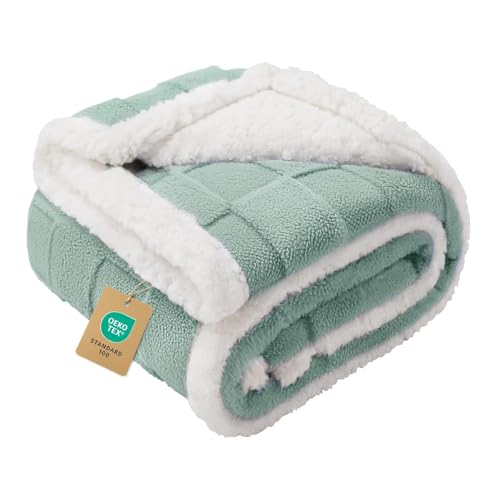 Luciphia Waterproof Dog Blanket, Reversible Fleece & Sherpa, Couch Cover - color: Mint Green, size: Small(40x28 inch)