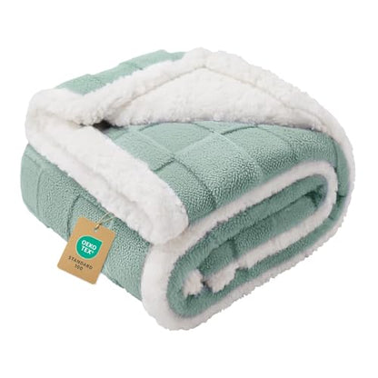 Luciphia Waterproof Dog Blanket, Reversible Fleece & Sherpa, Couch Cover - color: Mint Green, size: Small(40x28 inch)