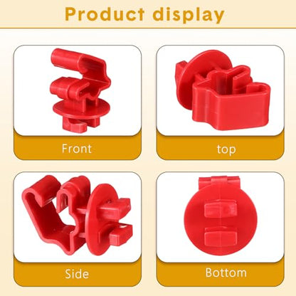 Geiserailie 200 Pcs Red T Post Insulators Electric Fence Posts Electric Fence Insulators Wire Standard Snug Fitting T Post Clips for Agricultural Ranchers - color: Red