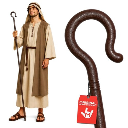Morph Noveltied Plastic Shepherds Hook Prop Staff Cane Walking Stick - Nativity Play Costume Accessory, 59" - color: Brown