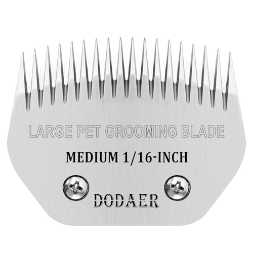 Dog Grooming Blade,Compatible with Andis Medium Blending,Oster A5,Wahl KM10 | Steel Medium Blade,1/16-Inch Cut Length for Large dog,horses,sheep（64330） - color: Silver, size: Medium blade 1/16-Inch