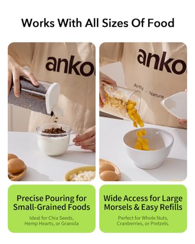 Ankou Rotating Food Storage Containers Set of 6, 23oz (690ml) Clear PET Jars with Dual Pour Lids, 360° Lazy Susan Pantry Organizer for Snacks, Cereal, Nuts, Oats & Dry Foods, Kitchen Grain Dispenser - color: 690ML*6
