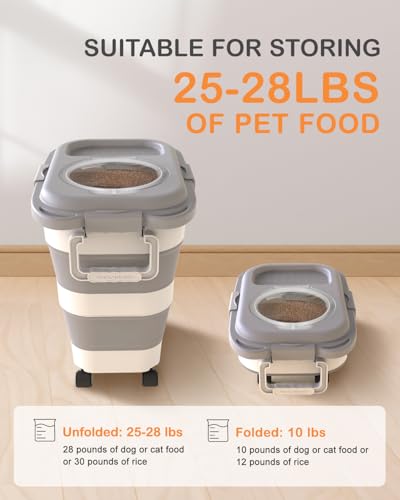 25-28Lbs Dog Food Storage Container Airtight,Collapsible Pet Food Storage - color: Grey/25-28 Lbs