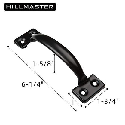 HILLMASTER Heavy Duty Gate Latch Door Handle Hardware Kit for Wooden Fence, Self-Closing Gate Latch with Pull String, Decorative Metal Gate Pull Handle, 2 Pack 6in T-Strap Gate Hinges, Black Finish