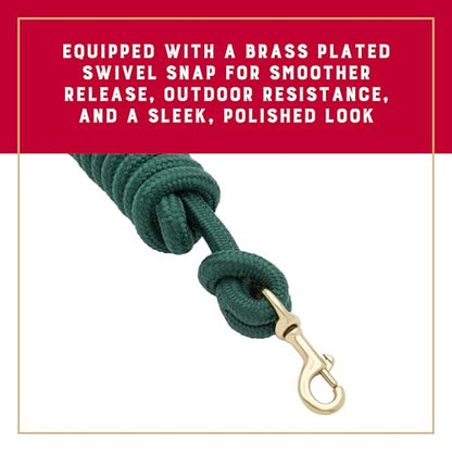 Weaver Equine 10' Performance Lead Rope, Brass-Plated Snap - color: Hunter Green