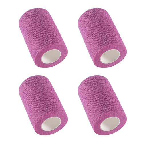IndigoCase 4 Pack Self Adhesive Bandage Wrap 3 Inch x 5 yd Elastic Tape - color: Pink, size: 3 Inch - 4 Pack