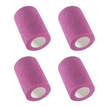 IndigoCase 4 Pack Self Adhesive Bandage Wrap 3 Inch x 5 yd Elastic Tape - color: Pink, size: 3 Inch - 4 Pack