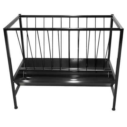 45 Gallon 2-in-1 Pasture Hay and Grain Feeder, Heavy Duty Galvanized Steel Livestock Feed Trough with 25 Gallon Pan - Rust Proof, Sturdy for Goat, Sheep, Horse, Pig