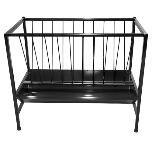 45 Gallon 2-in-1 Pasture Hay and Grain Feeder, Heavy Duty Galvanized Steel Livestock Feed Trough with 25 Gallon Pan - Rust Proof, Sturdy for Goat, Sheep, Horse, Pig
