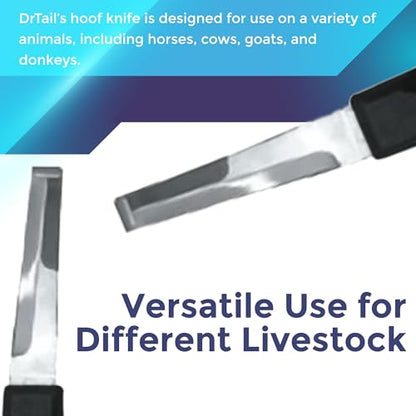 Regular Hoof Knife for Horses – Farrier Tool with Plastic Grip – Hoof Trimming Knife for Equine Care & Veterinary Use (Semi-Wide Blade) - style: Semi-Wide Blade - RH