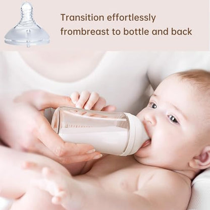 4Pack Replacement Silicone Nipple Compatible with Pigeon PP Nursing Bottle, Soft Spout Replacement for Pigeon, Easy Transition from Bottle to Cup, No Spill (M, Medium Flow)