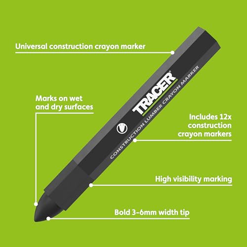 Tracer Black Lumber Crayon Markers, Pack of 12 - Construction - color: Black