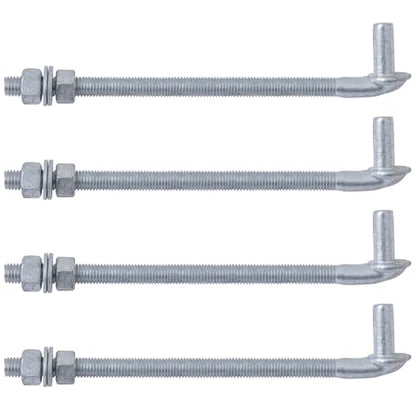 VIVIDA J Bolt Gate Hinge, 5/8" X 12" Gate Bolt Post Hinge, 4-Pack | Galvanized Gate Bolt Post Hinge, Chain Link Fence Gate Hardware, Nuts & Washers Included - size: 12" (4 PCS)