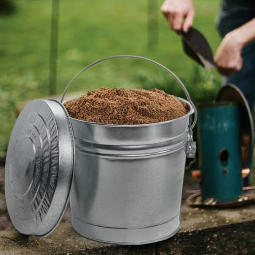 Metal Trash Can with Locking Lid, 6 Gallon Galvanized Steel Bucket - color: Silver