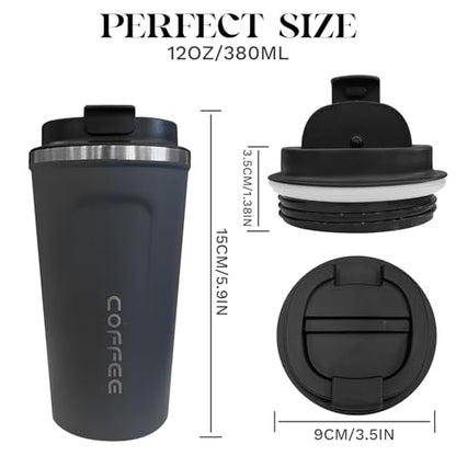 Insulated Travel Coffee Mug, Stainless Steel Coffee Cup with Leakproof Lid - color: 2nd-Dark blue, size: 12 Ounces
