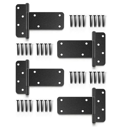5“ Gate Hinges,260 Lbs Capacity, 4 Pack Heavy Matte Black Hinges | T-Strap Shed Gate Hinges, Wrought Hardware for Wooden Fences, Barn Door Hinge (5“-4 pcs-Matte Black) - size: 5“-4 pcs-Matte Black