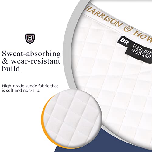 Harrison Howard Dressage Saddle Pad Suede Square English Saddle Pad for Horses Dressage Event - color: White