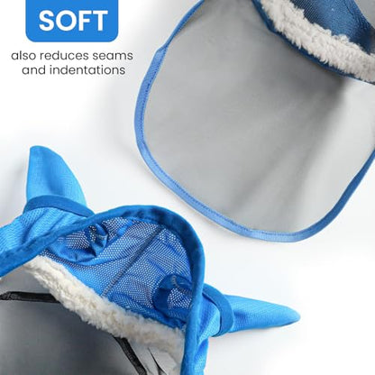 Fly Masks for Horses with Ears and Nose Cover Large Eye Space, Adjustable Horse Fly Mask for Daily UV Protection Breathable Comfort Fit Riding & Competition(Blue, L)